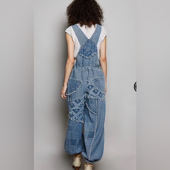 POL Blue Patchwork Denim Jogger Overalls - Picture 2 of 2